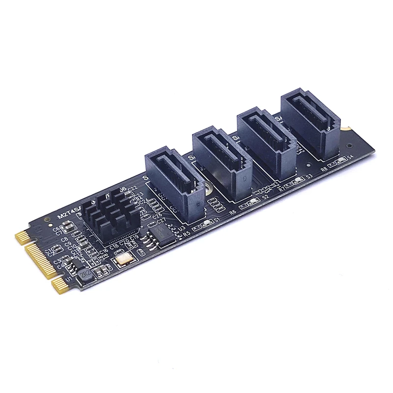 Tarjeta adaptadora M.2 Key PCIE Gen3 a 6 puertos SATA 3,0, tarjeta convertidora NVMe a SATA NVME PCIe 3,0 a 4 puertos SATA3, tarjeta de expansión de 6Gbps - imagen 3
