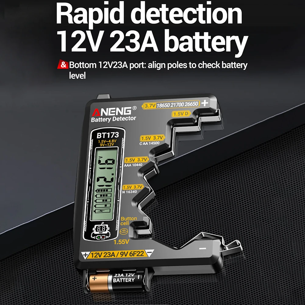 ANENG BT173 Detector de batería prueba C D AA AAA N 9V medidor de botón de celda probador de batería Universal herramientas de prueba de pantalla Visual - imagen 4