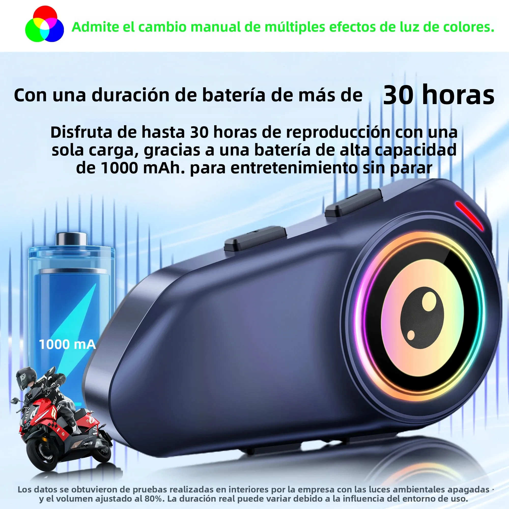 Intercomunicador Bluetooth para casco de motocicleta G1, reproductor MP3 con batería de 1000mAh, resistente al agua, alcance de 500M, compartir música para 2 conductores - imagen 3
