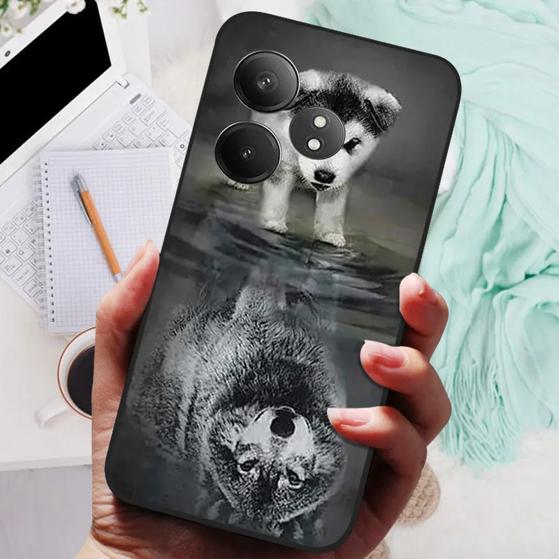 Para Realme GT 6T funda negra León Lobo fundas traseras suaves de silicona para Realme GT 6 6T funda de teléfono GT6T GT6 bolsa protectora - imagen 2