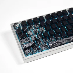 Teclas de mar de Coral negro de 128 teclas, teclas PBT de doble disparo, luz lateral a través de juego de teclas, perfil de cereza para teclado mecánico MX