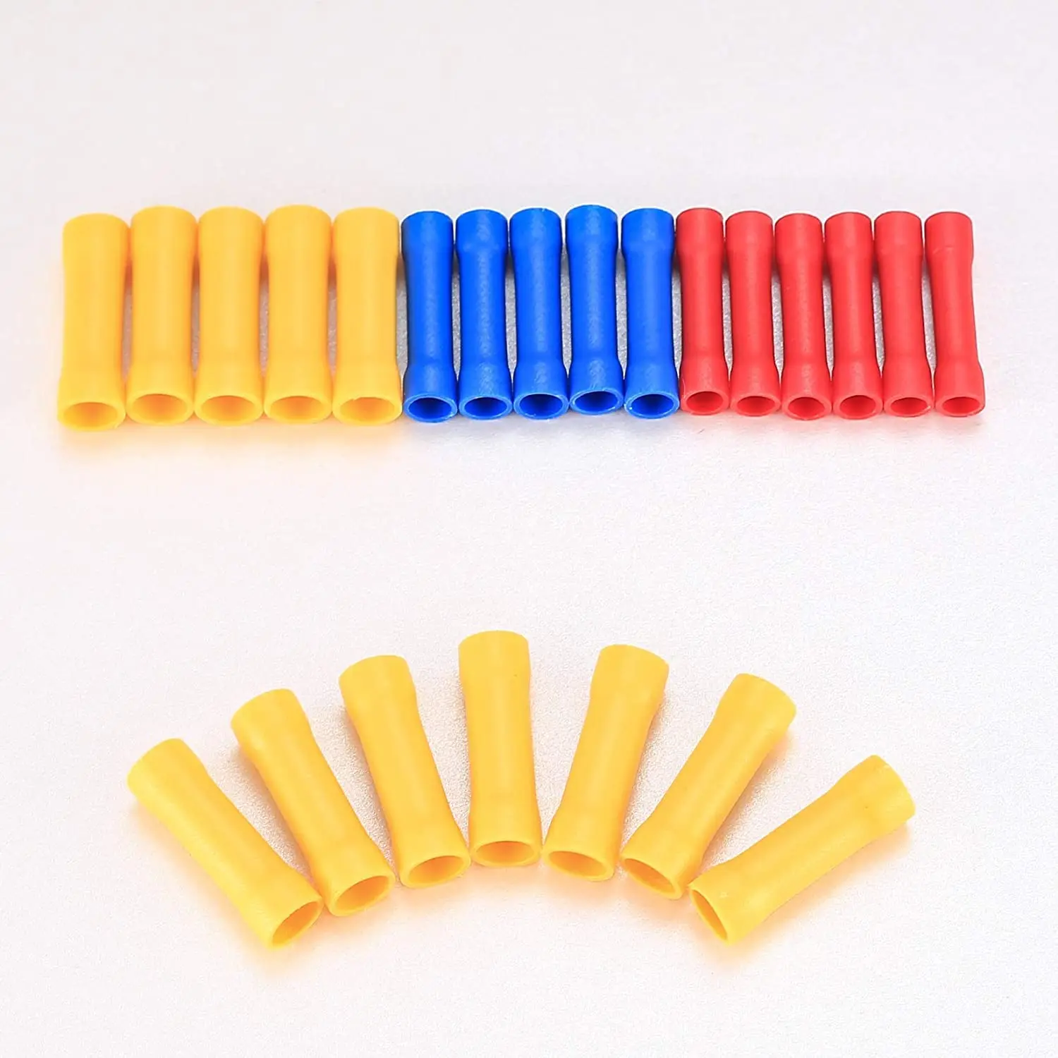 Kit de conectores a tope eléctricos de 300 piezas, conectores de cable de engarzado de empalme a tope, terminales de cable recto eléctricos aislados surtidos