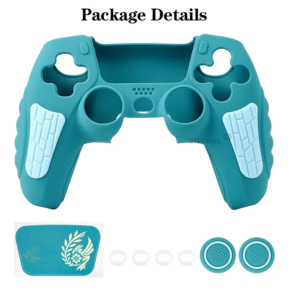 Limied para controlador de PS5, funda de silicona antideslizante para controlador de PS5 con tapas de agarre para pulgar, pegatina de pantalla táctil - imagen 5