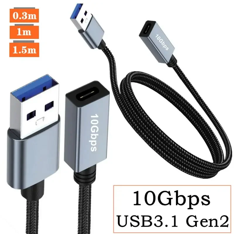 Chip de tira de datos de doble cara de 10Gbps Cable de conexión USB 3,2 Cable adaptador USB macho a hembra tipo C Gen2