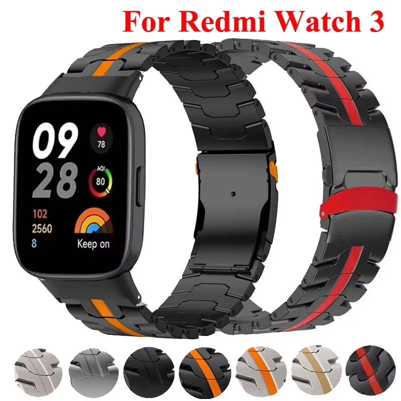 Correa de acero inoxidable de lujo para Redmi Watch 3, pulsera de repuesto para Xiaomi Redmi Watch 3/Mi Watch Lite 3, Correa