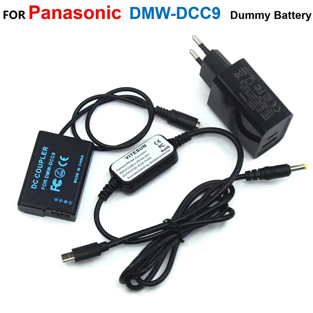 Cable USB tipo C + DMW-DCC9 BLD10 BLD10E batería simulada + adaptador de corriente cargador PD para Panasonic DMC GX1 GF2 G3 G3K G3R G3T G3W G3EGK - imagen 2