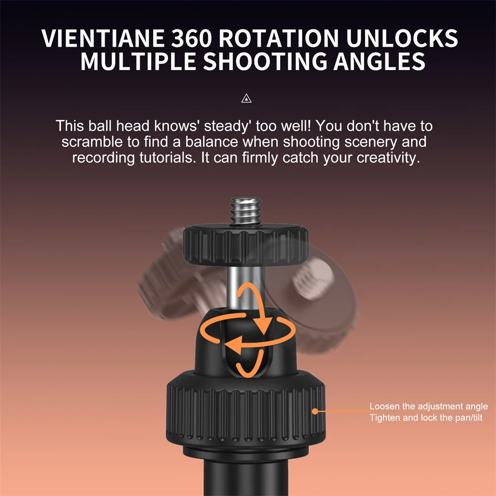 Trípode/palo Selfie de 5 secciones Mini trípode para DJI Action 5, Pro/4/3, cámara de acción serie ACE con cabezal de bola de rotación de 1/4" 360 - imagen 3