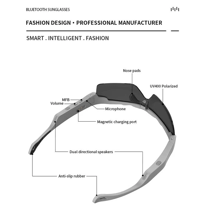 Gafas de sol polarizadas antideslizantes, auriculares inteligentes con Audio, Bluetooth, auriculares para deportes al aire libre, llamadas, música, UV400 - imagen 3