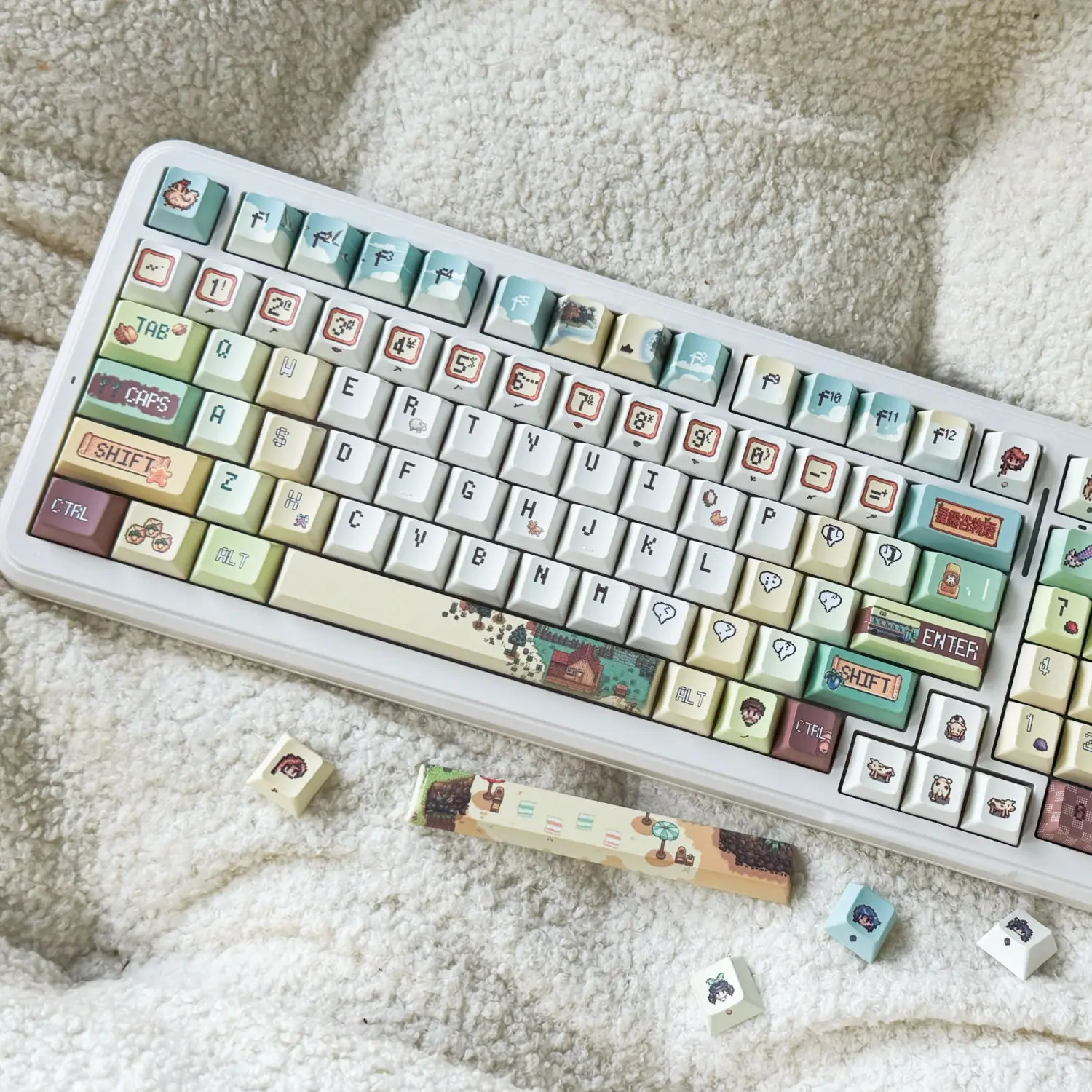 Teclas estilo píxel de 137 teclas, bonitas tapas de teclado, bonitas teclas de juego de perfil PBT Chreey para accesorios de teclado mecánico ANSI - imagen 4