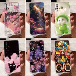 Para Redmi 9T contraportada para Redmi 9 Power funda transparente de lujo lindo amor conejo divertido fresco TPU suave silicona transparente funda de teléfono