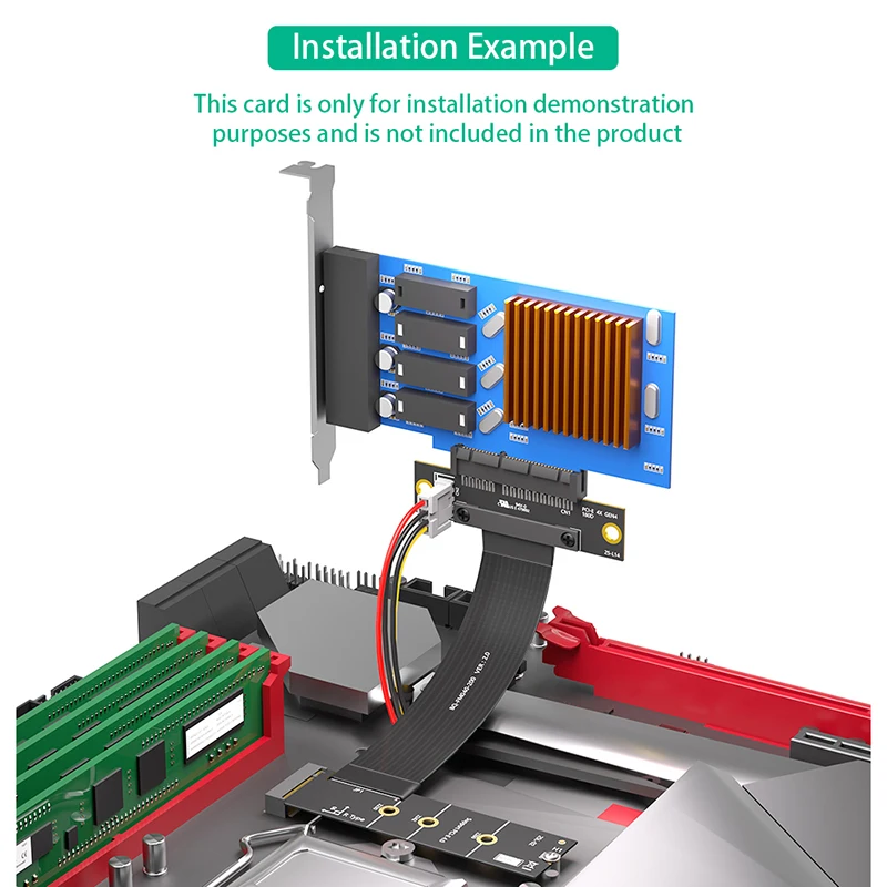 Cable elevador M.2 NVME a PCI Express X4 4,0, Cable de extensión PCIE X4 a X4, adaptador de ranura NVME M Key a PCIE para ordenador portátil de escritorio, 20cm - imagen 5