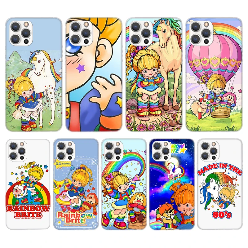 R-Rainbow-funda de teléfono de silicona Brite para iPhone 17 16 16E 15 Pro Max 14 Plus 11 13 Mini 12 7 8 SE Air 17Pro, carcasa 17 16