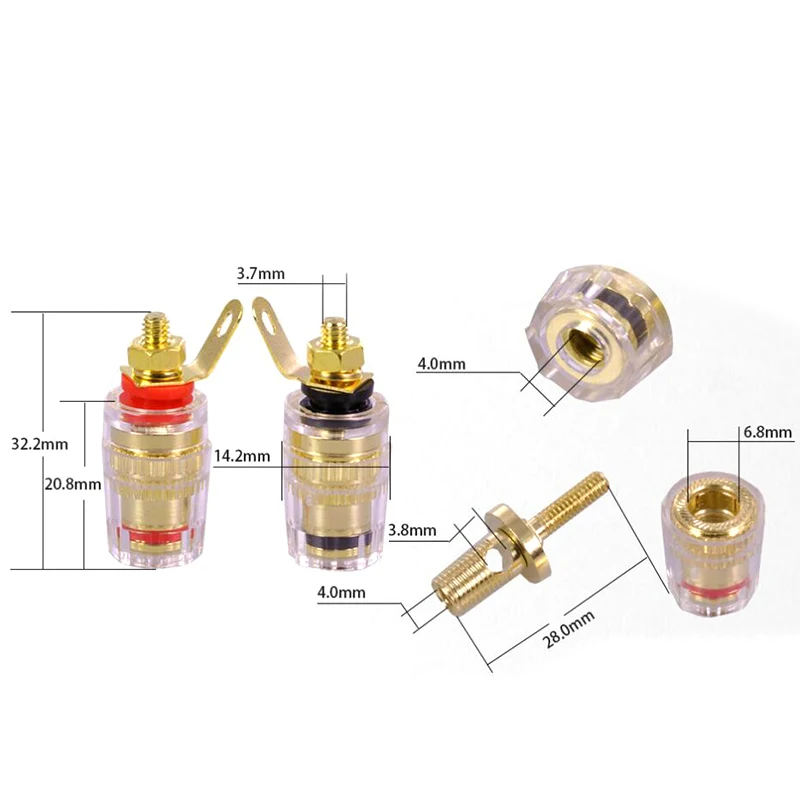 Terminal de altavoz de poste de encuadernación de 4mm, conector Banana, conector Jack, adaptador de conector de altavoz chapado en oro profesional a7 - imagen 5