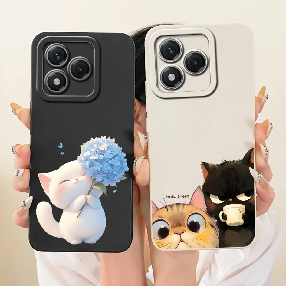 Funda para Honor 400 Lite 5G, funda protectora de cámara de silicona suave con bonito gato y conejo de dibujos animados para Honor400 Lite 2025 Capa