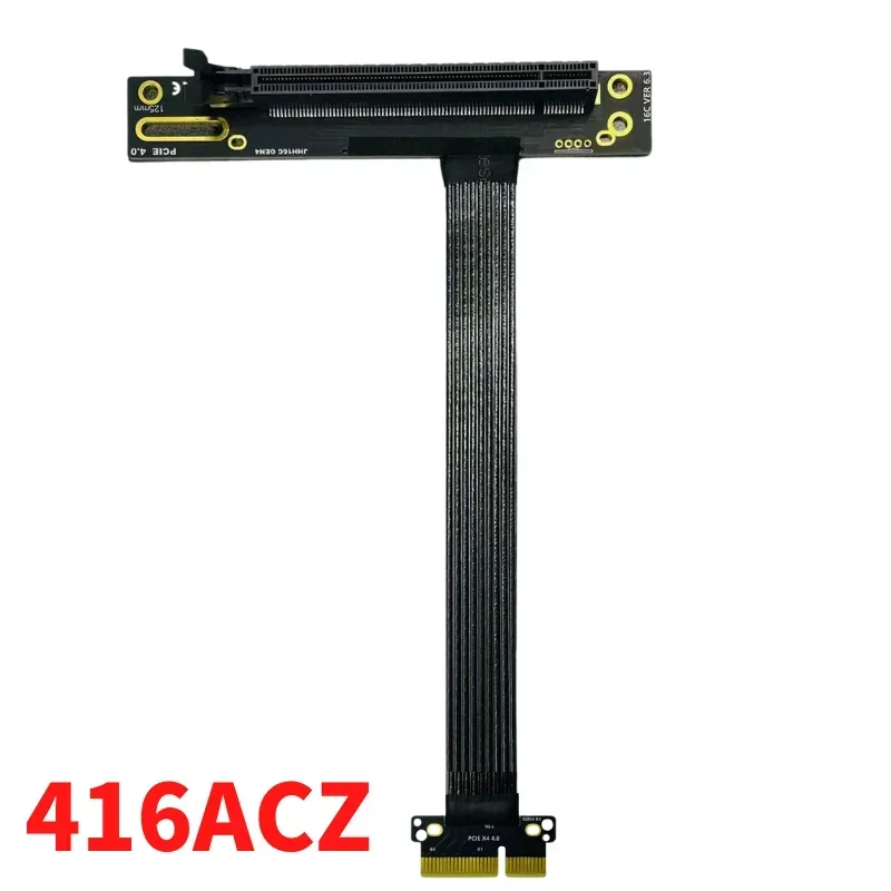 Cable de extensión vertical PCI-E 4,0 4X a 16X blindado PCI Express GEN4 PCIe X4 a X16 Cable extensor 90 adaptador elevador SSD GPU en ángulo - imagen 3