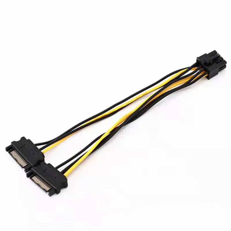 Tarjeta de vídeo gráfica Dual SATA de 15 pines macho a 8 pines (6 + 2) 6 PCI-E PCIE Express, adaptador convertidor de suministro, Cable de extensión GPU - imagen 2
