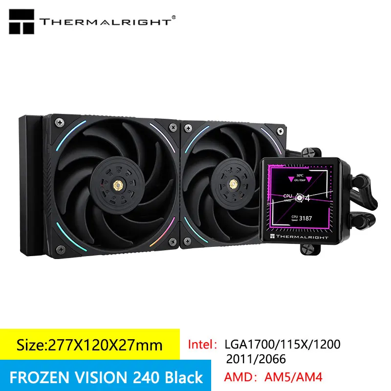 Thermalright-Radiador de agua fría One -in -one Frozen Vision 240, pantalla LCD 2,88, compatible con imagen personalizada, vídeo y animación - imagen 2