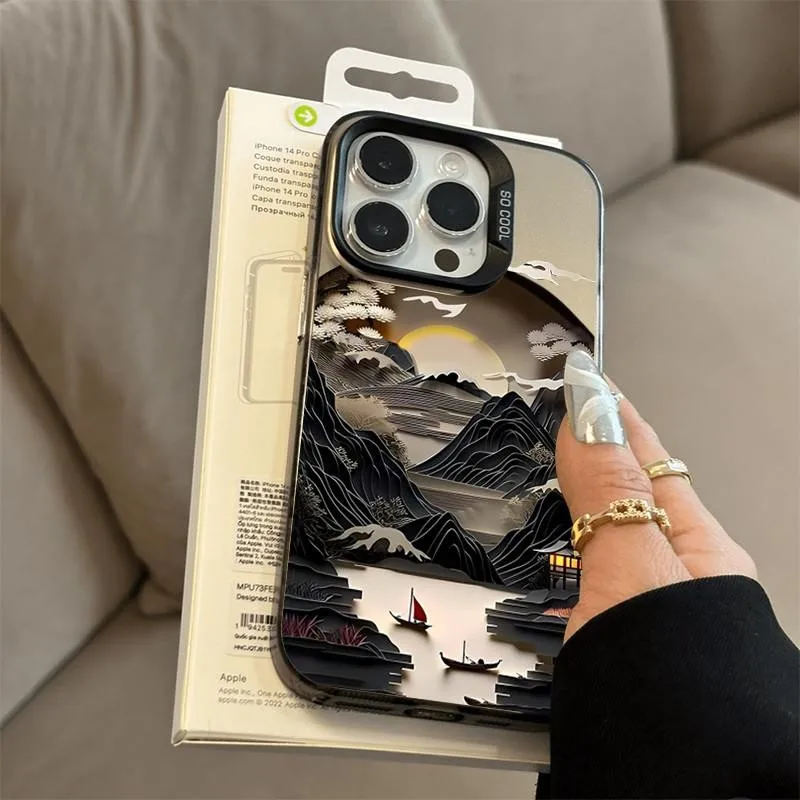Funda con paisaje chino para iPhone 16 15 14 13 12 11 Pro Max XR 7 8 Plus, carcasa protectora de pantalla a prueba de golpes - imagen 4