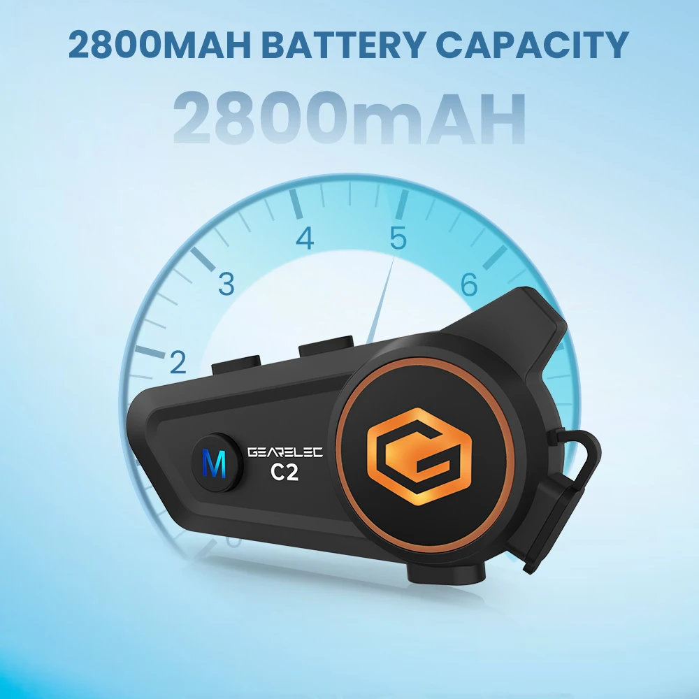 GEARELEC C2 casco de motocicleta 5,3 auriculares intercomunicadores Bluetooth 50m 2 conductores IP67 impermeable BT comunicación inalámbrica Multicolor - imagen 3