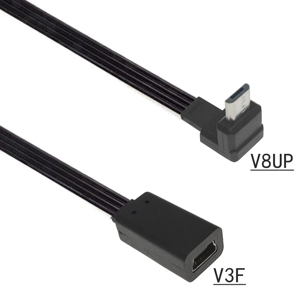 Cable de carga de datos plano Micro USB macho a Mini USB hembra, 90 grados, 4 vías, 10CM, 20CM, arriba, abajo, izquierda, derecha, nuevo - imagen 4