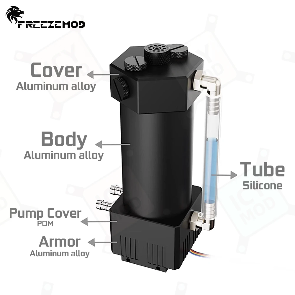 FREEZEMOD Depósito de aleación de aluminio de una sola pieza con capacidad visible de 133 mm/183 mm/233 mm y válvula de escape Pagoda PUB-JSM6 - imagen 3