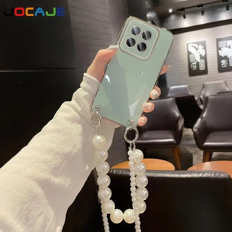 Funda de silicona suave chapada para OPPO Reno 12 Pro 12F, cadena cruzada, collar, cordón, funda de perlas para Reno 11Pro Reno 10 Pro Plus - imagen 2