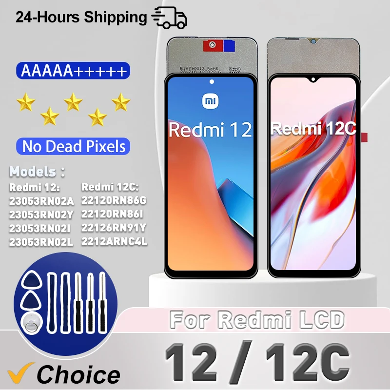 Nuevo 12C para Xiaomi Redmi 12C LCD Poco C55 pantalla táctil digitalizador para Redmi 12 pantalla 23053RN02A piezas de repuesto LCD