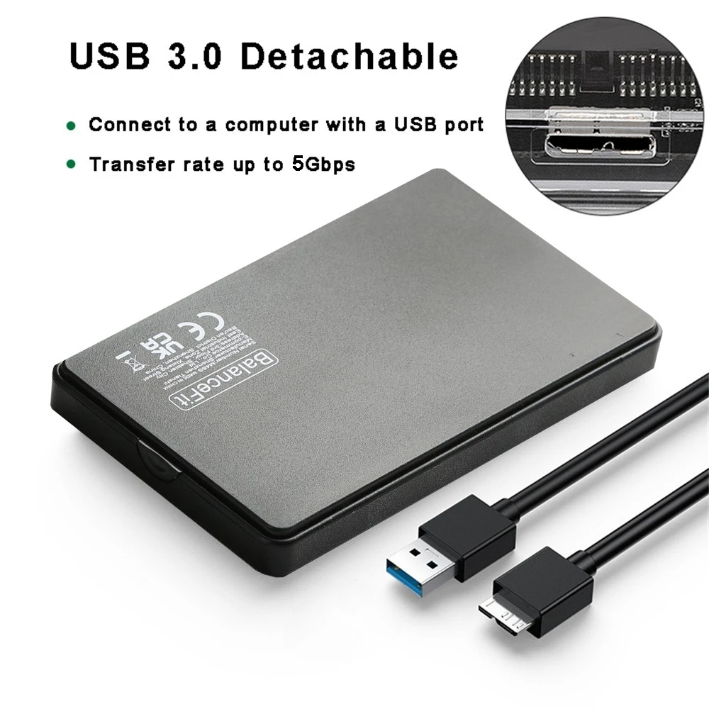 Caja de disco duro USB 3,0, caja de disco duro SATA SSD de 2,5 pulgadas con velocidad de transferencia de 5Gbps, carcasa externa móvil, Cable de cajas de disco duro - imagen 2
