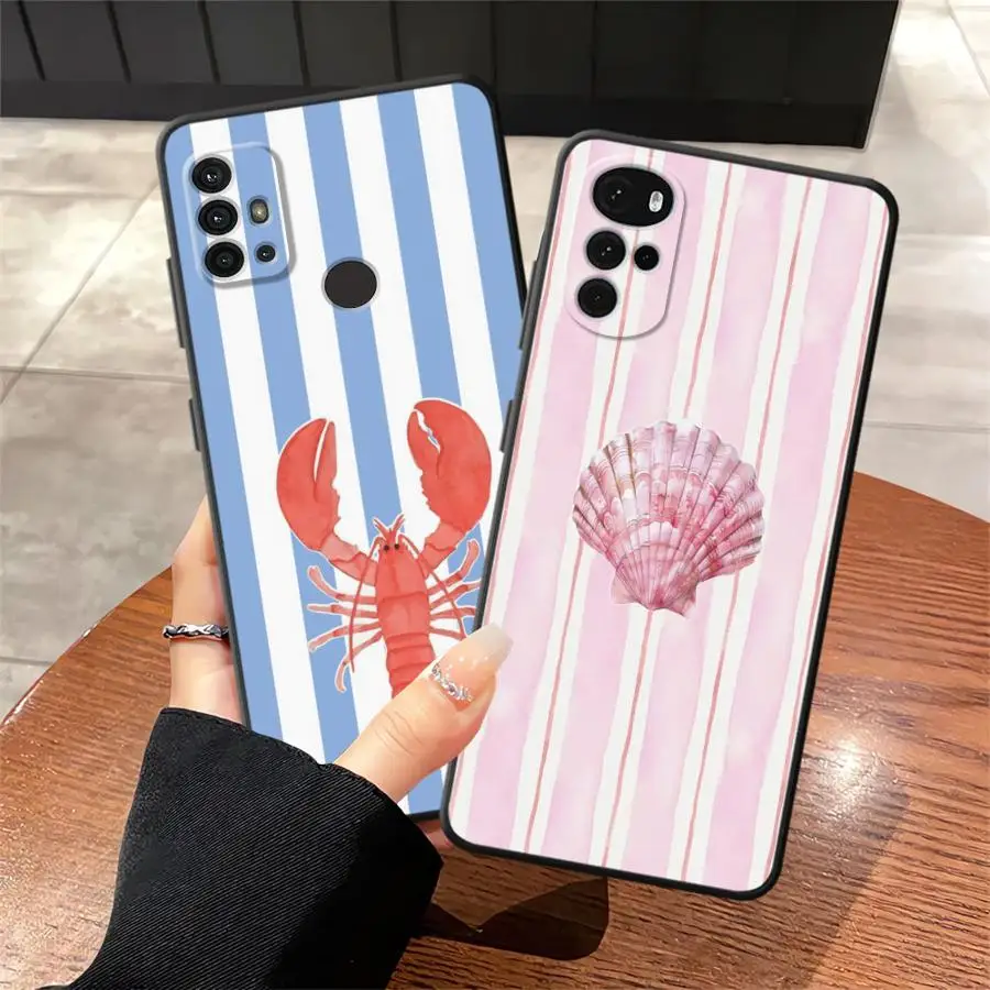 Funda de animales marinos para Motorola Mot G52 G60s G71 G51 G73 G50 Edge 20 Pro 30 Lite G53 G30 G32 G22 Edge40 G60 teléfono suave negro