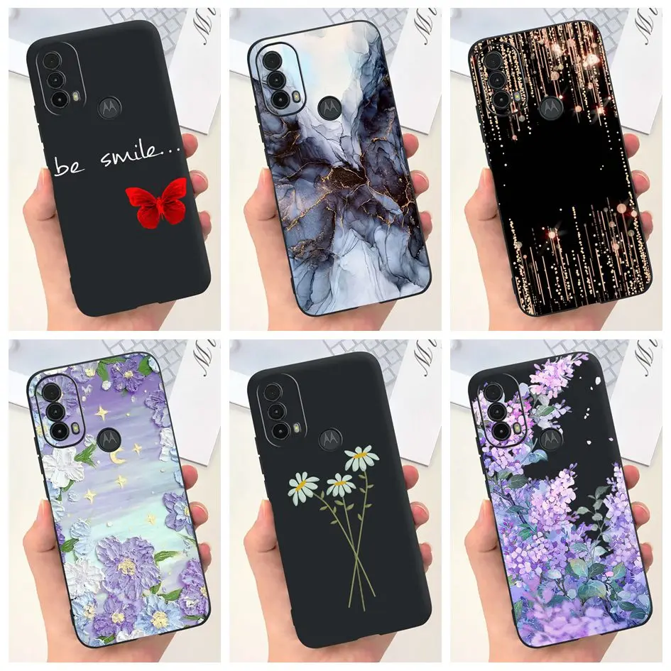 Funda a prueba de golpes para Motorola Moto E30, cubierta elegante de mármol con flores, XT2158-6, E20, E40, 2021, parachoques, MotoE20, MotoE40 E 30 Capa