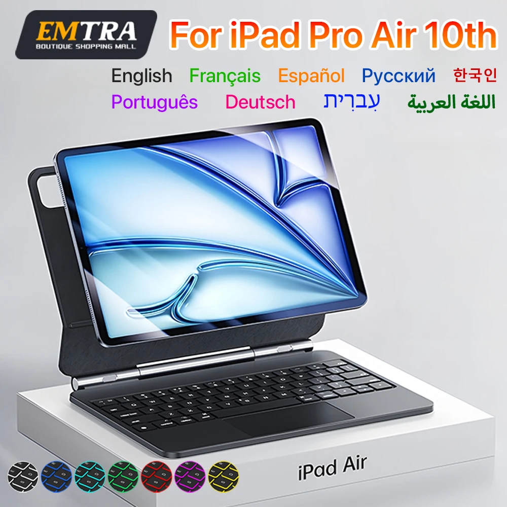 Teclado mágico inalámbrico para iPad Pro 11 13 pulgadas 12,9 "2018-2022 Air 5 4 10th 10,9" funda inteligente magnética portugués español árabe - imagen 2