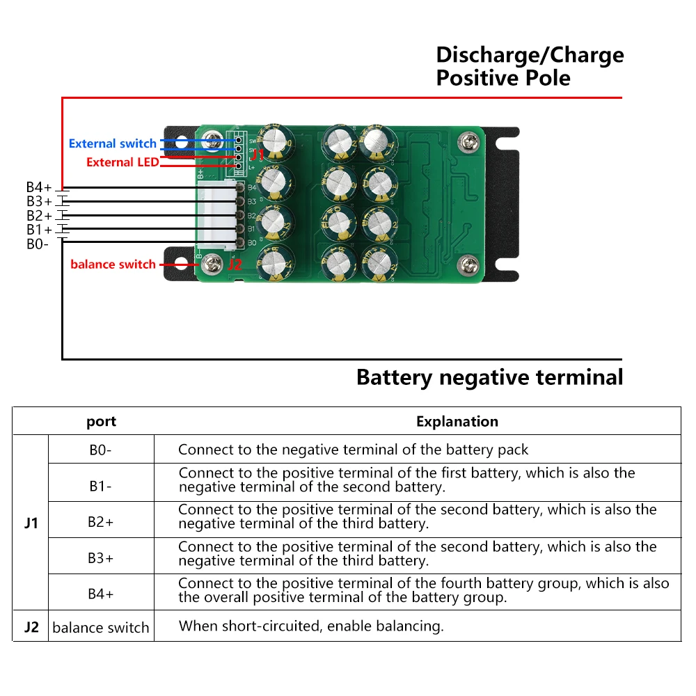 BMS 4S 5.5A ecualizador activo balanceador Lifepo4/Lipo/LTO placa de ecualización de energía de batería con Cable de conexión 5P - imagen 4