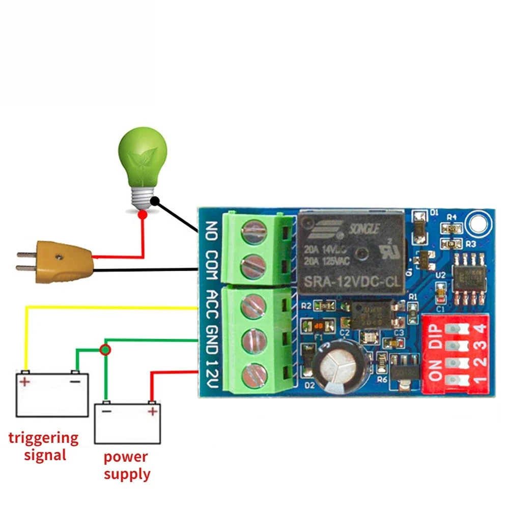 Módulo de relé de retardo de tiempo DC12V, interruptor de encendido y retardo, período de tiempo de Control de un solo chip opcional para modificación de coche, 1 Uds. - imagen 5