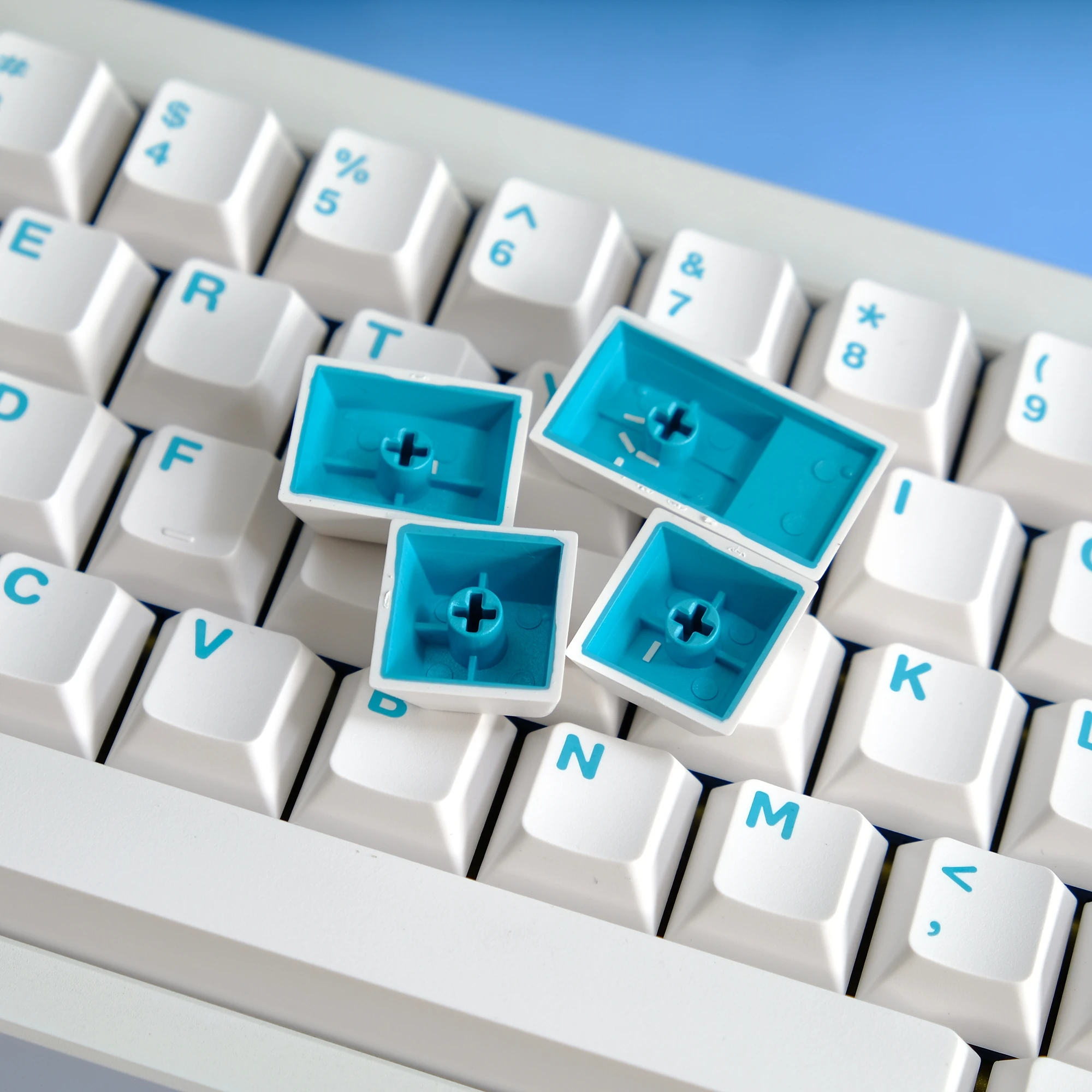 Teclas PBT de doble disparo, color blanco y azul crema, 121 teclas, teclas de teclado con perfil Cherry para interruptores Cherry MX, teclados mecánicos - imagen 5