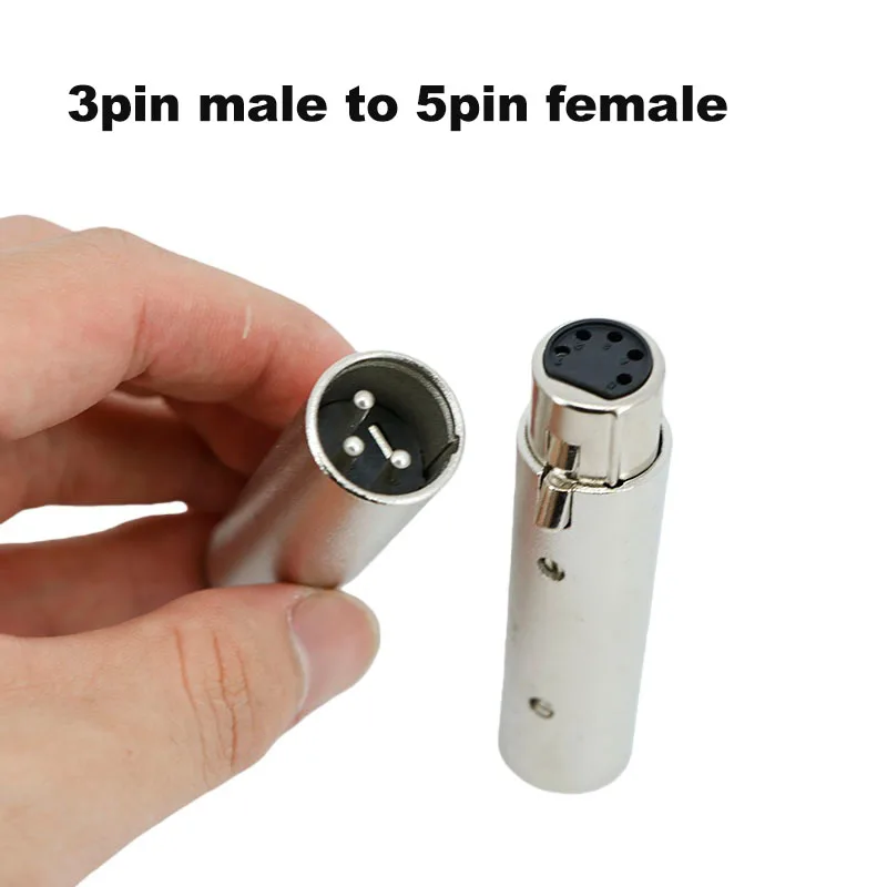 Convertidor de 3 pines XLR a 5 pines para DMX, convertidor con carcasa metálica, adaptador de iluminación de Audio A7, 1 Uds. - imagen 2