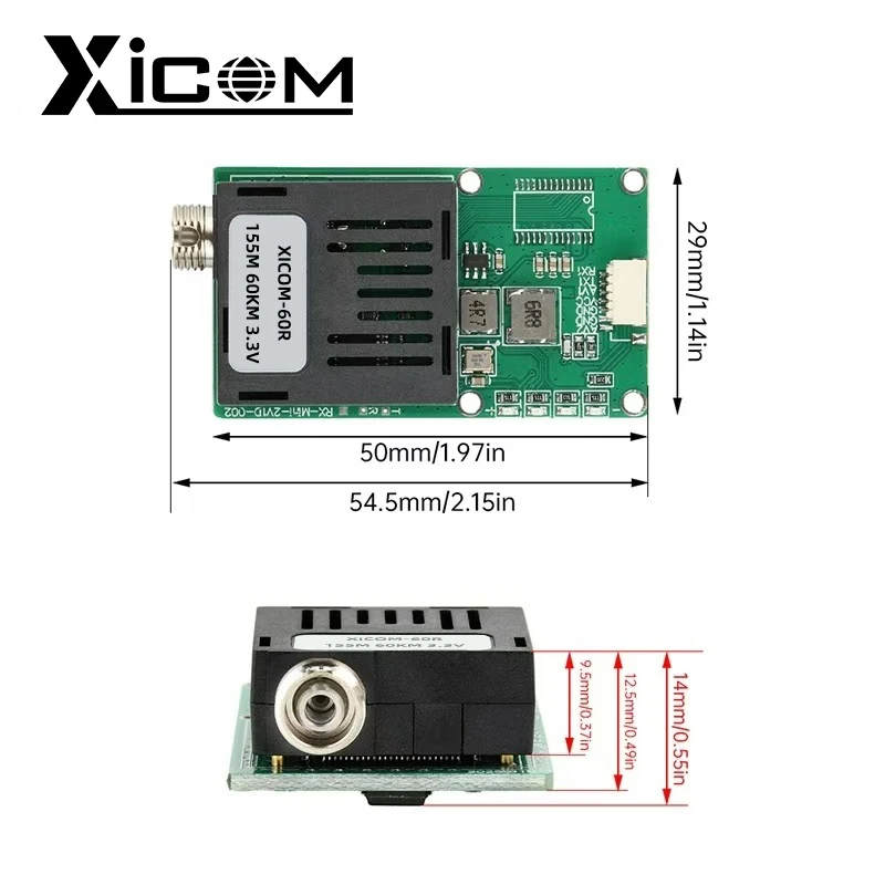 Xicom-convertidor de medios transceptor de fibra de vídeo, 1V1D, 60KM,80KM,100KM, vídeo de 1 canal + UART, TTL y SBUS FC/UPC TX/RX DC 5,5 ~ 26V - imagen 4