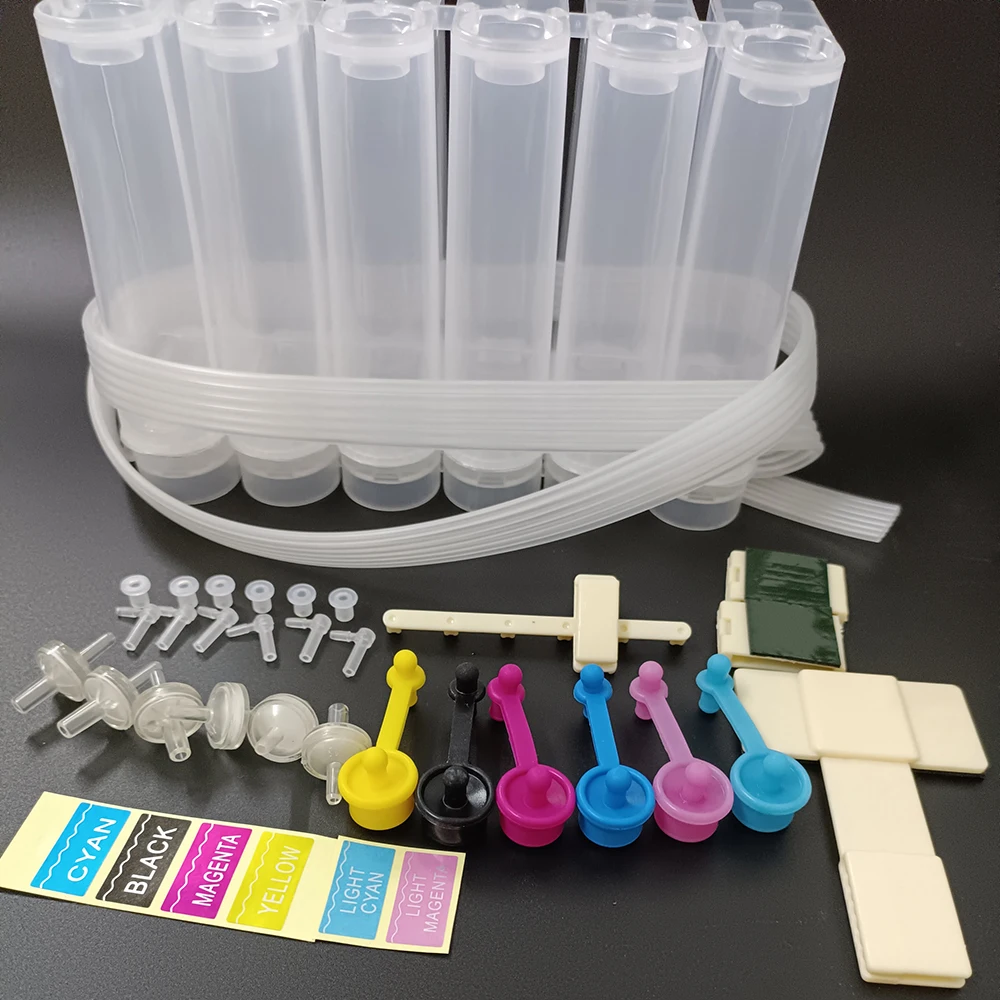 Caja externa CISS de 6 colores, 100ml, sistema de suministro continuo de tinta, Kit de piezas de repuesto de tanque DIY para cartucho de impresora HP Canon EPSON - imagen 5