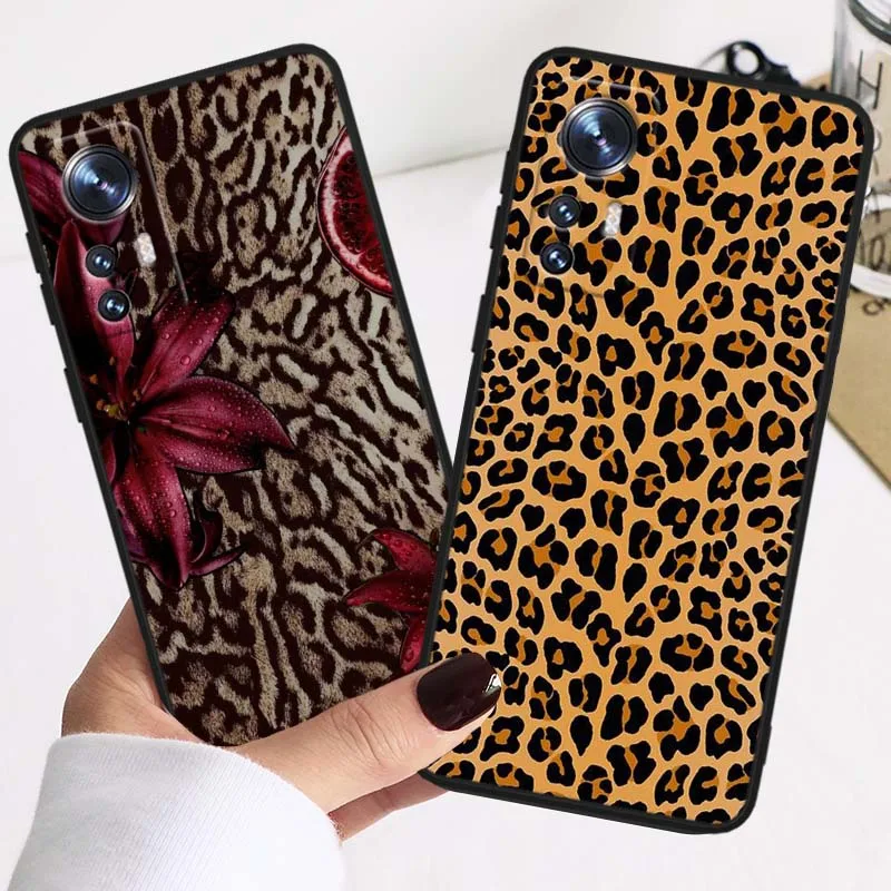 Funda con estampado de leopardo para Xiaomi Mi 17 15 14 14T 13 12 11 13T 12T 11T 12X Lite Ultra Pro Max 5G, funda negra para teléfono - imagen 2