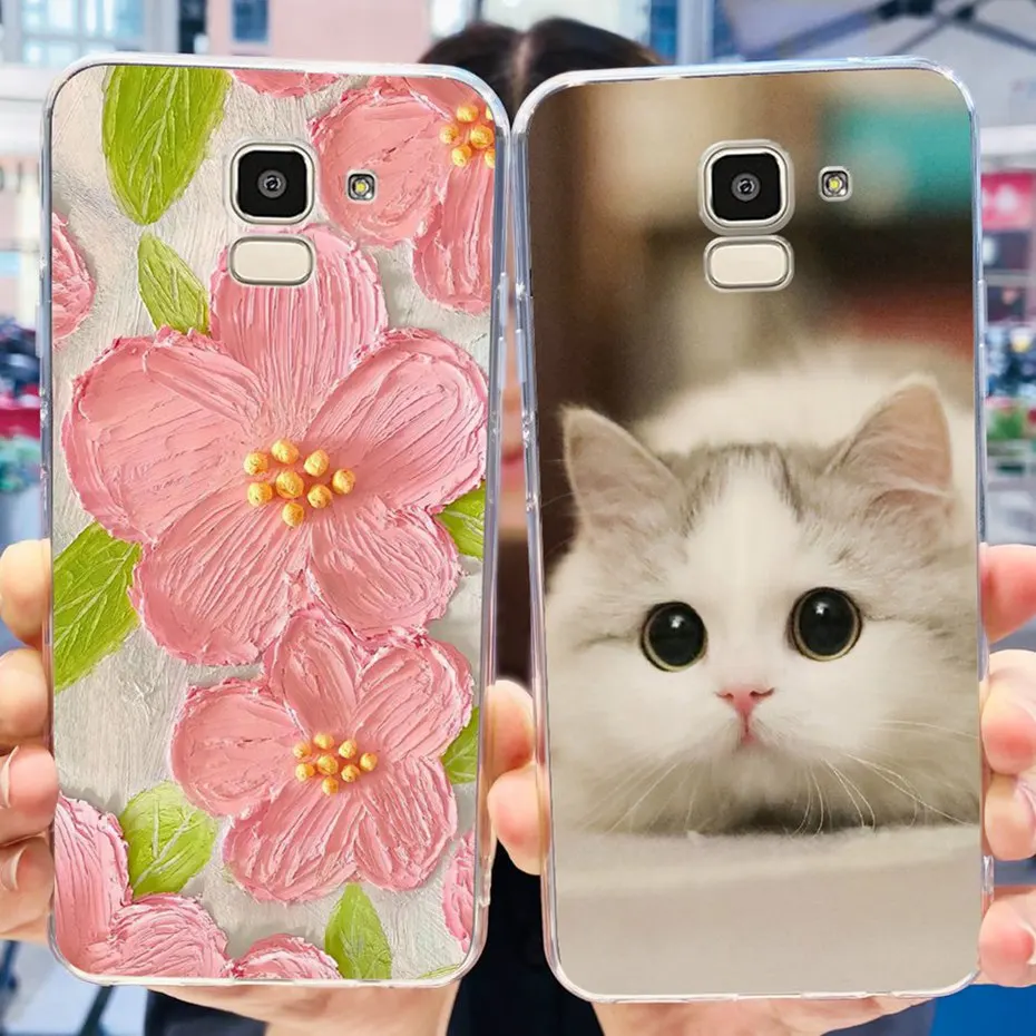 Case For Samsung Galaxy J6 2018 J 6 Plus Cute Flower Cat Printed Soft Silicone TPU Phone Cases For Samsung J6Plus J6 J600F J610F