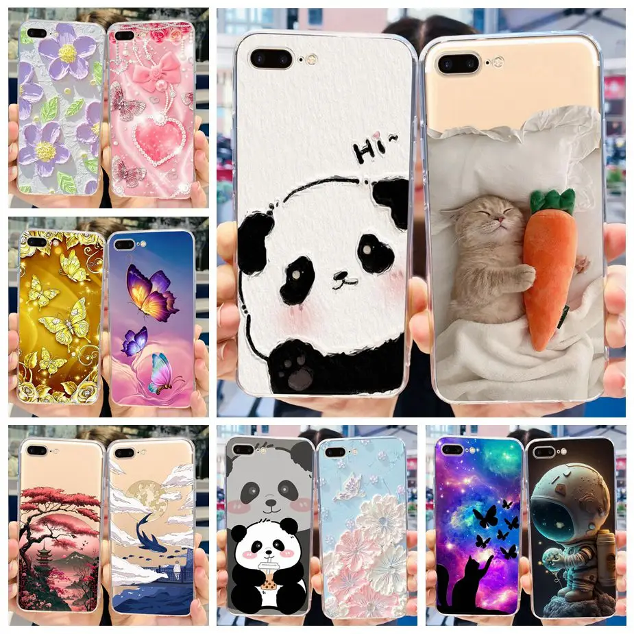 Para IPhone 7 Plus funda iPhone8 Plus cubierta pintada de moda funda de teléfono de silicona transparente para iPhone 8 iPhone7 Plus Fundas suaves parachoques