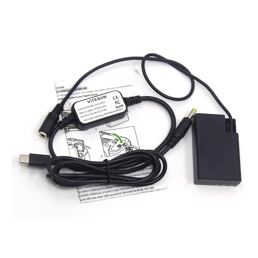 Cable USB C a CC D-LI109 batería simulada D-DC128 acoplador CC apto para cámara Pentax K-70 K-50 K-30 K-R K-2 K-S1 K-S2 - imagen 5