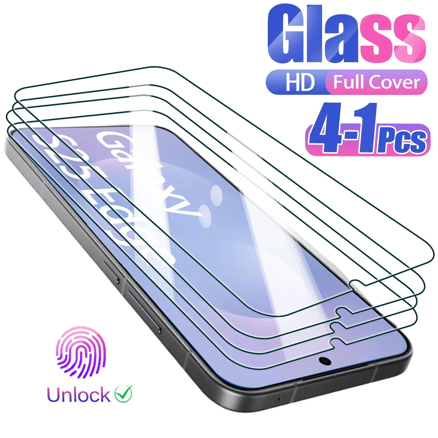 4-1 Uds vidrio templado para Samsung S25 Ultra S25 + S25 Plus Protector de pantalla HD para Samsung Galaxy S25 Edge Glass