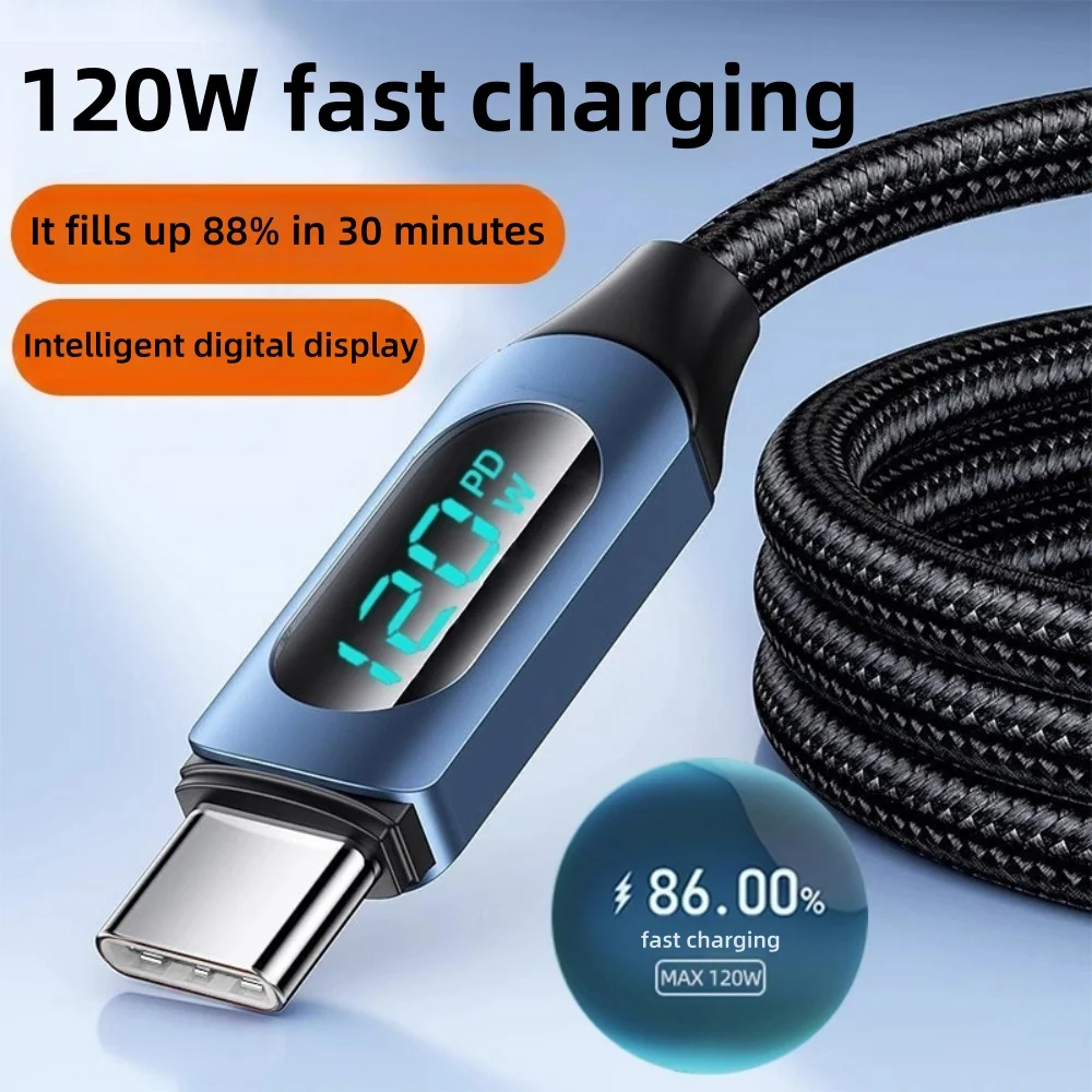 Cable de carga rápida USB C, cargador de teléfono PD de 120W, Cable de datos para iPhone, Samsung, Xiaomi, Macbook tipo C a tipo C, Cable de carga rápida