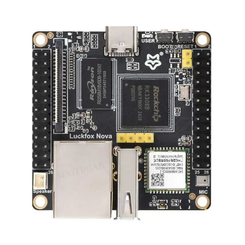 Luckfox Nova RK3308B EMMC-8GB integrado opción de micrófono WiFi/PoE con placa de desarrollo de puerto de Audio y pantalla - imagen 4