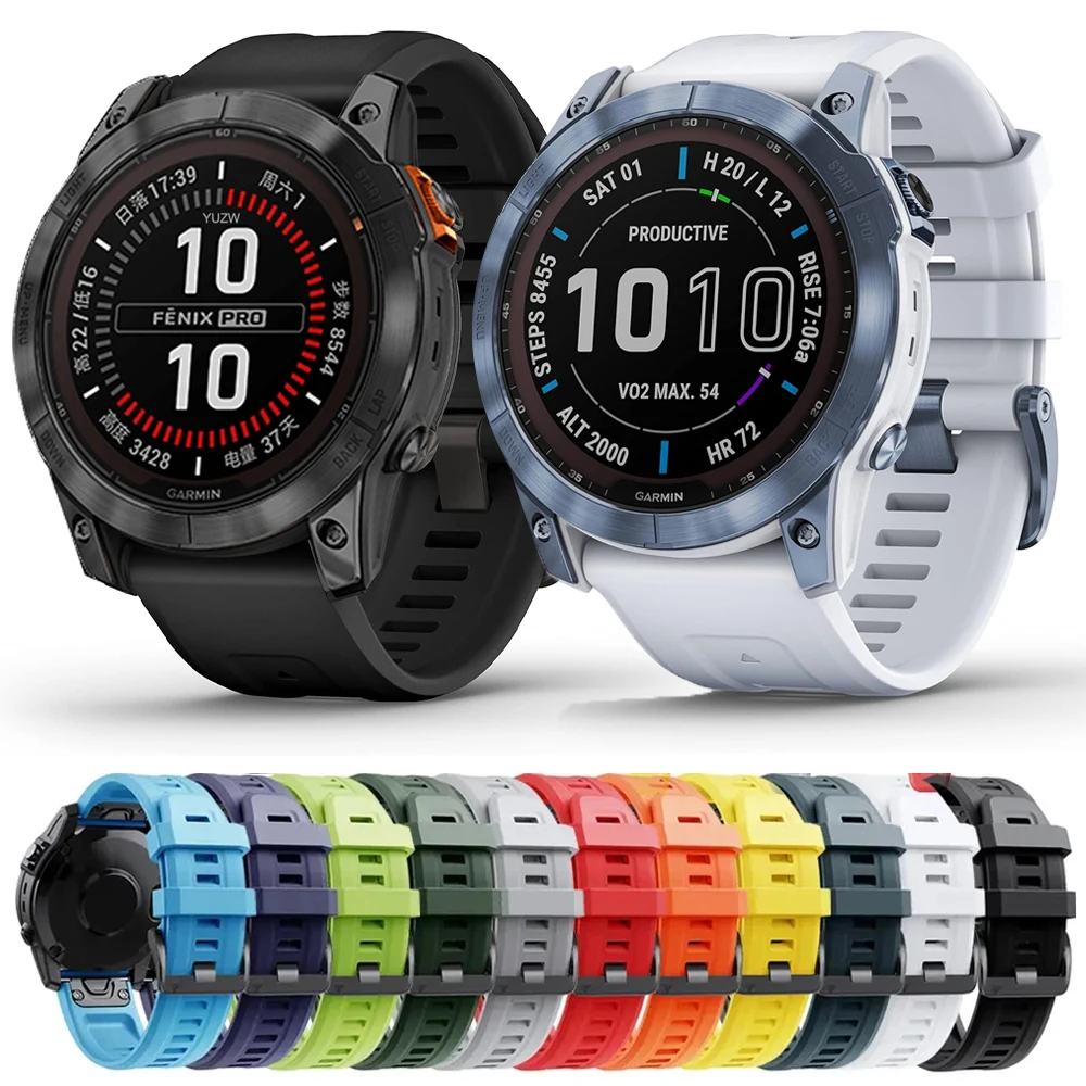 Correa de reloj de 22mm y 26mm para Garmin Fenix 7X 7 Pro 6 6X Sapphire 5 5X plus 3, correa deportiva de silicona Original oficial 1:1 Quickfit - imagen 2