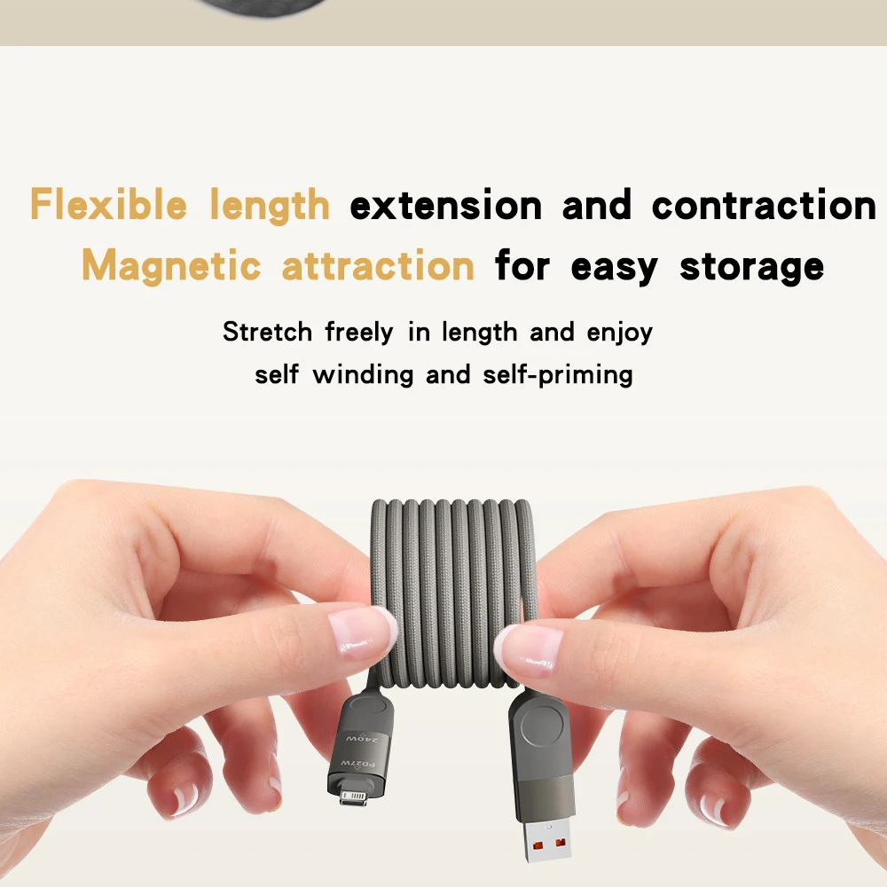 Cuatro en uno Cable de datos Nano de absorción magnética de 240W Cable de carga trenzado de carga rápida para Apple 16 15 14 para ordenador portátil Huawei - imagen 5