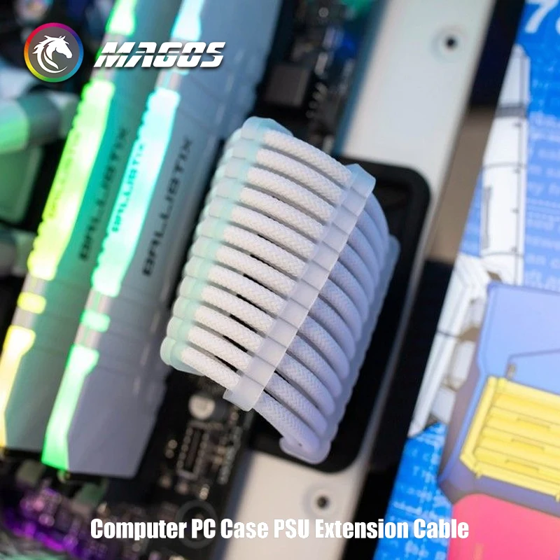 Cable de extensión para fuente de alimentación de computadora, ATX-24Pin GPU-8Pin CPU-8Pin 18AWG Cable de alimentación con peines, longitud 300 mm negro/blanco - imagen 5