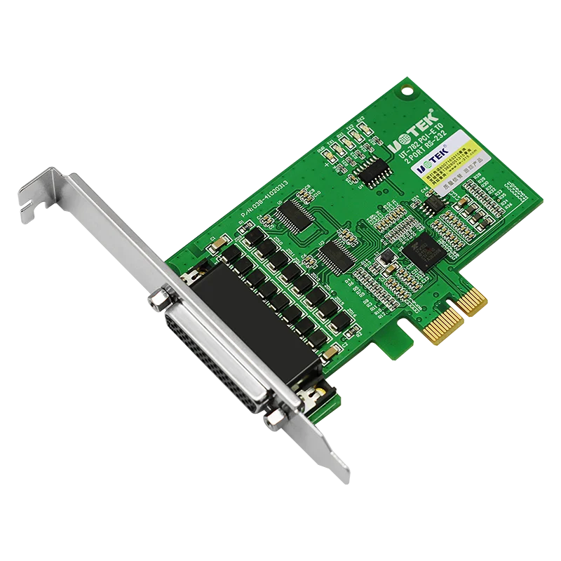 Tarjeta serie UOTEK PCI-E a RS-232 de grado Industrial PCIE a RS232 convertidor DR44 de alta velocidad de 2 puertos conector DB9 adaptador de UT-782