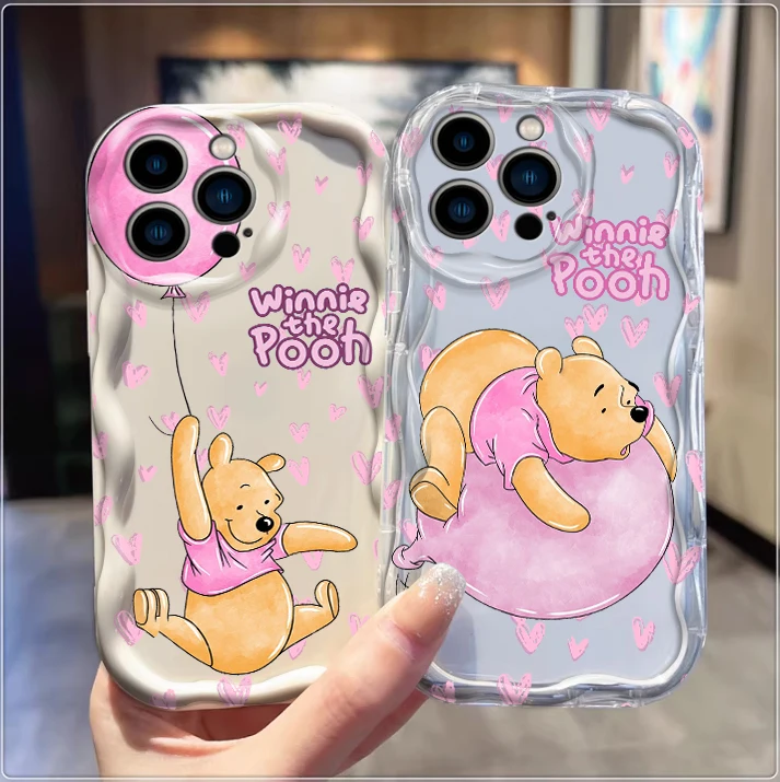 Disneys Winnies The Poohs 3D Wave funda para iPhone 16 15 14 13 12 11 Pro Max Mini X XR XSMAX 8 7 6S Plus funda de silicona suave - imagen 2