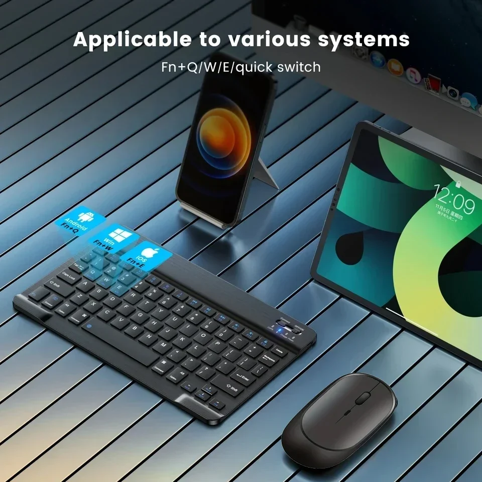 Teclado y ratón inalámbricos, teclado recargable compatible con Bluetooth para ordenador portátil, tableta, teléfono, Ipad, Android, iOS, Windows - imagen 3